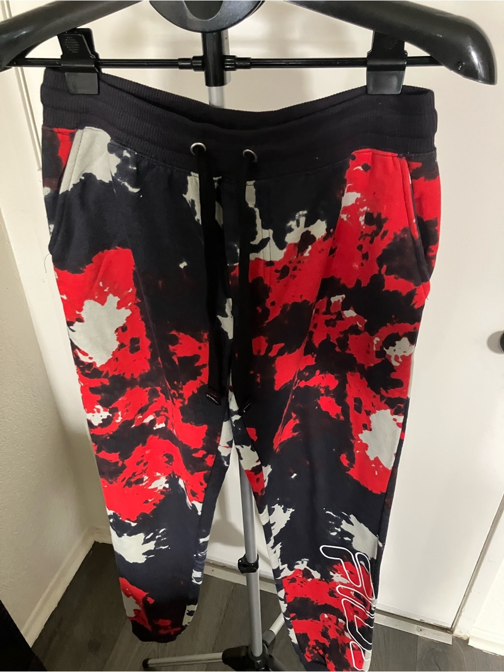 Fila Red Black White Tie-Dye Jogger Sweatpants